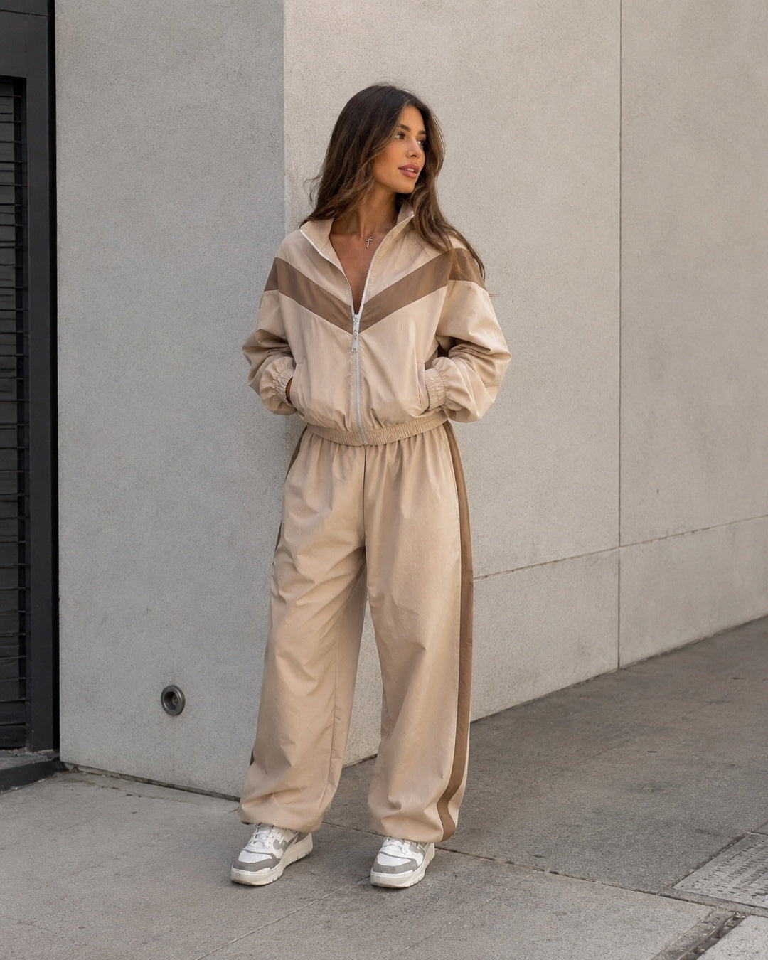 Vyla™ Retro Color-Block Zip-Up Tracksuit Set