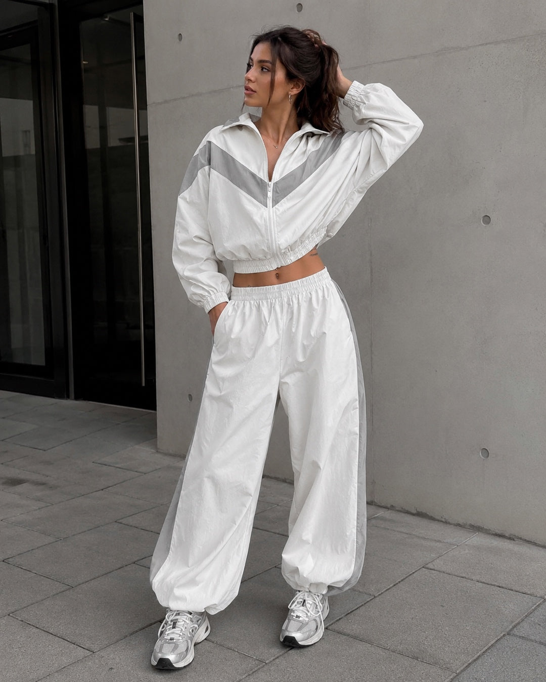 Vyla™ Retro Color-Block Zip-Up Tracksuit Set