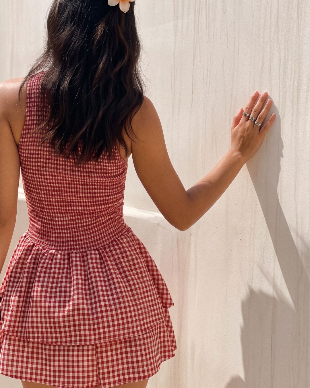 Vyla™ Hazel Plaid Smocked Mini Dress