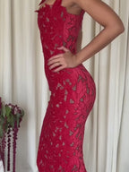 Vyla™ Enchanting Lace Bow-Strap Bodycon Maxi Dress