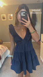 Vyla™ Plunging V-Neck Ruffle Mini Dress