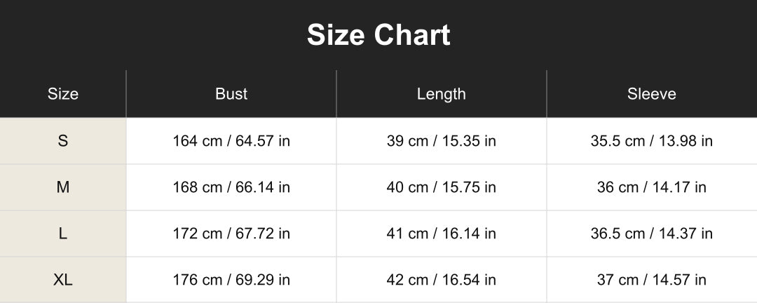 Aloveta cucl260701 size chart