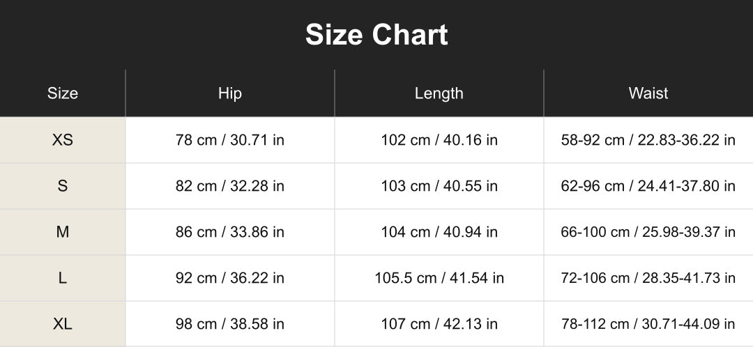 Aloveta cuct260421 size chart in cm and inches