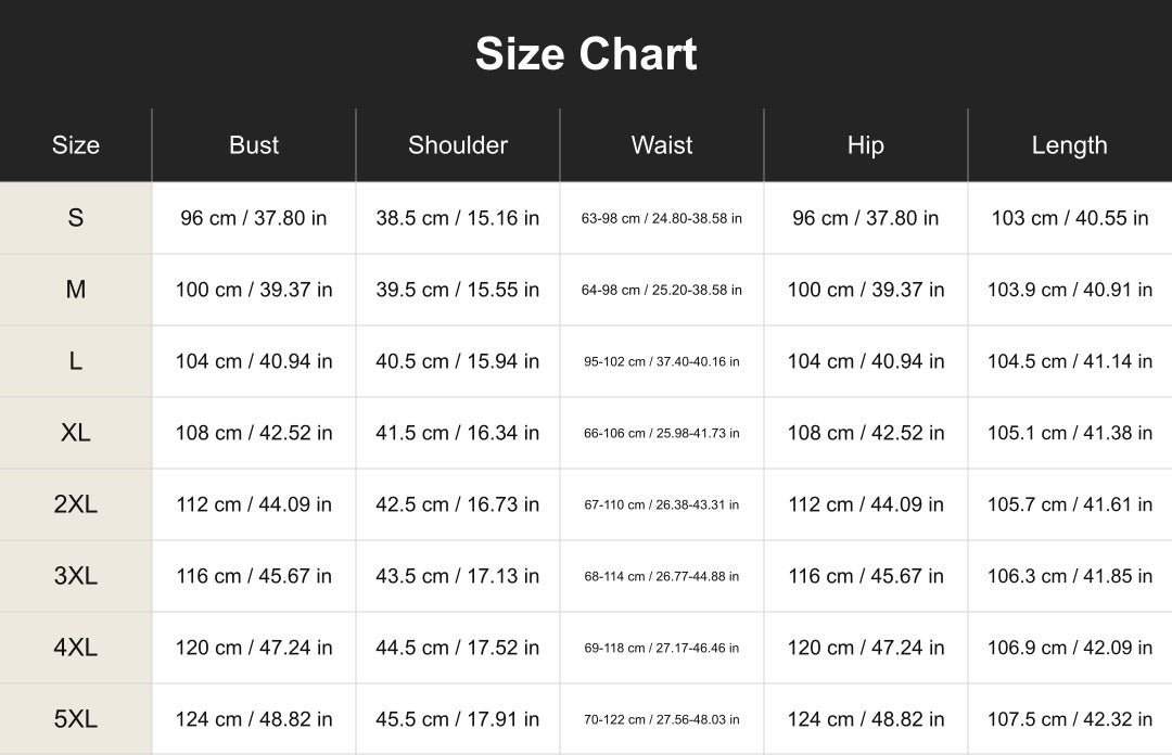 Aloveta cuct260426 size chart