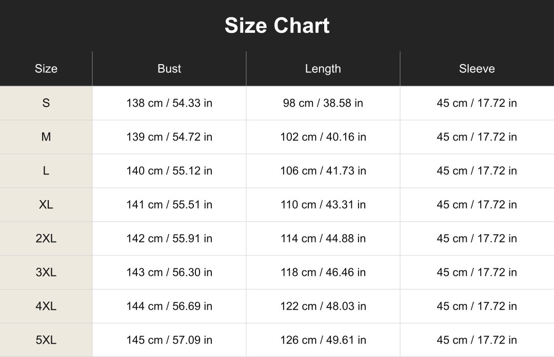 Aloveta cuct260482 size chart