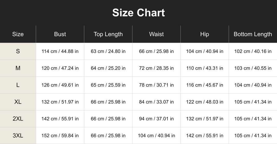 Aloveta cuct260508 size chart