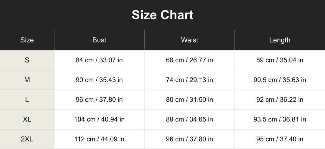 Aloveta cuct260713 size chart in cm and inches