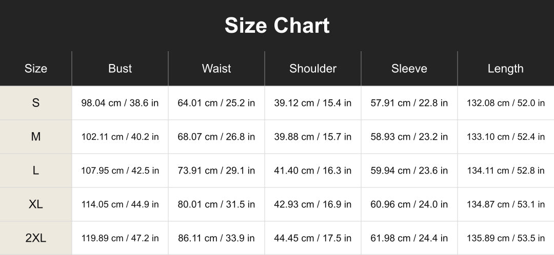 Aloveta cuct260715 size chart