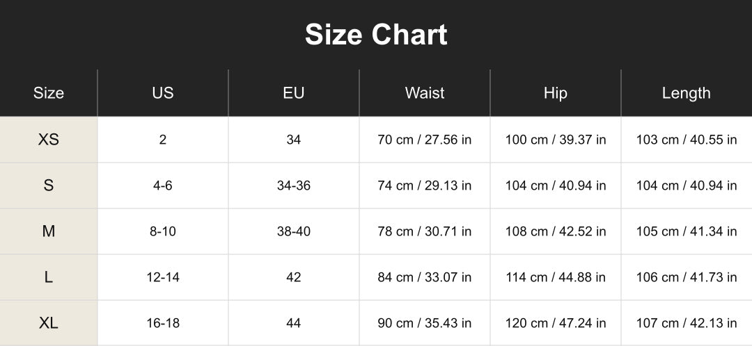 Aloveta cuct260746 size chart in cm and inches