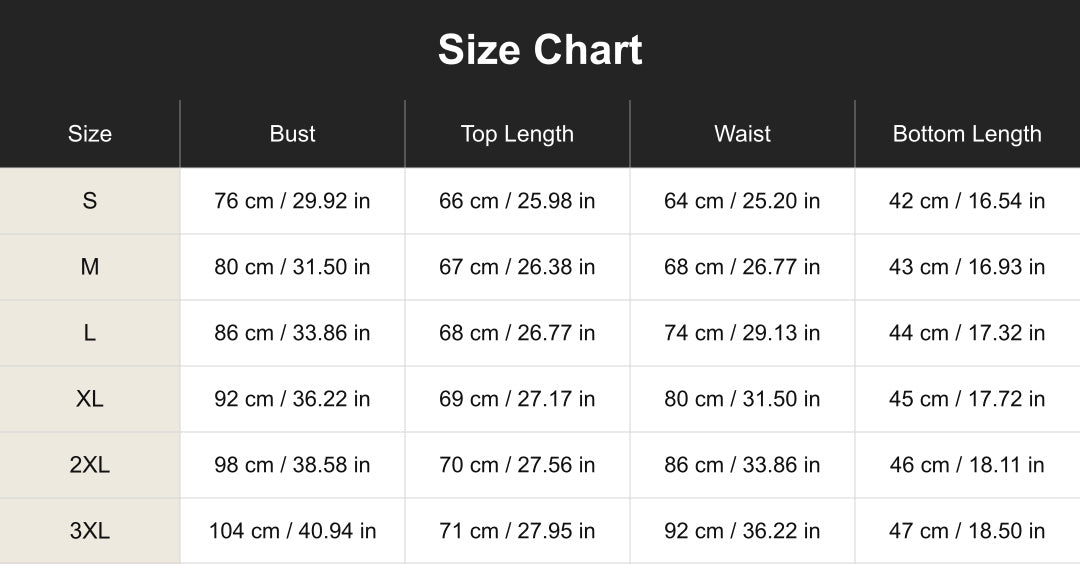Aloveta cuct260796 size chart