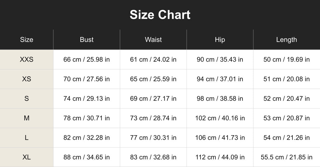 Aloveta cuct260802 size chart