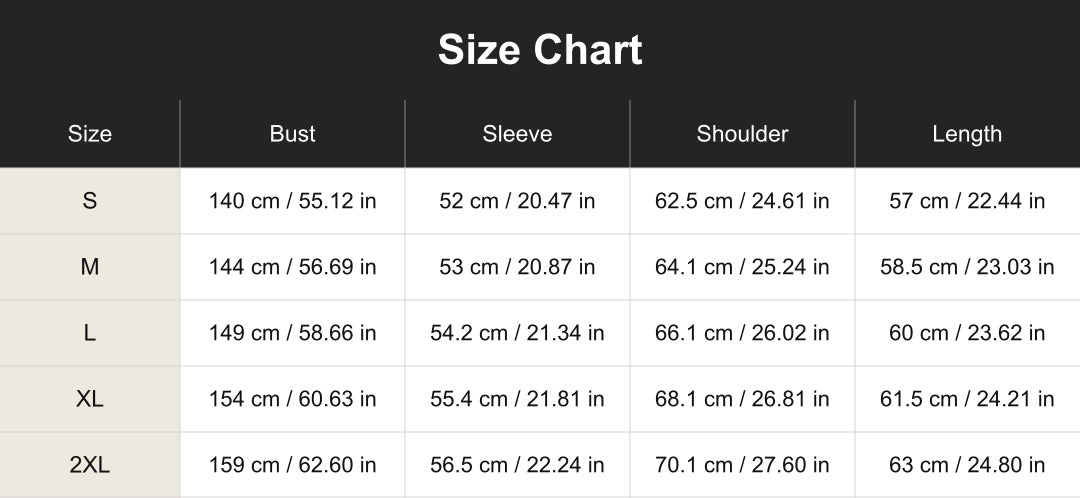 Aloveta cuct260811 size chart