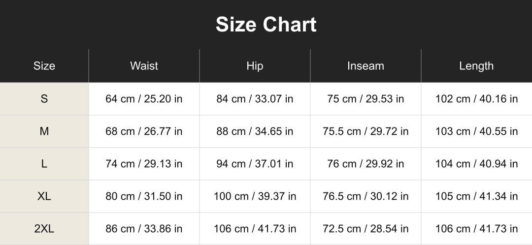 Aloveta cuct260823 size chart