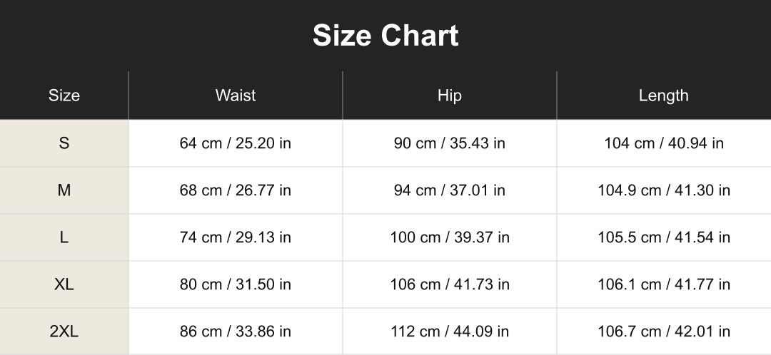 Aloveta cuct260825 size chart