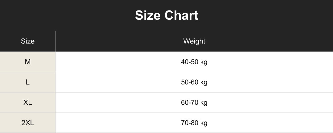 Aloveta cuct260862 size chart in cm and inches