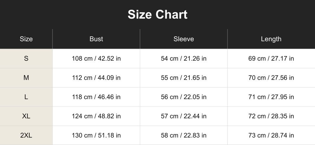 Aloveta cuct260874 size chart