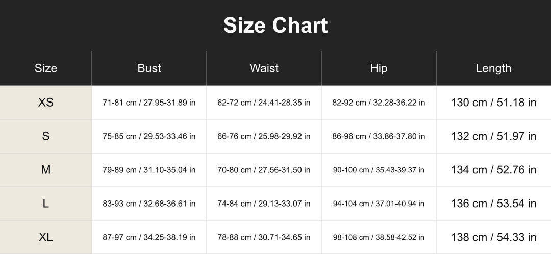 Aloveta cuct266145 size chart in cm and inches