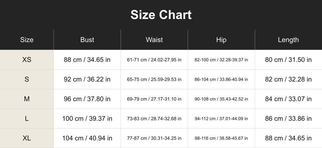 Aloveta cuct266147 size chart in cm and inches