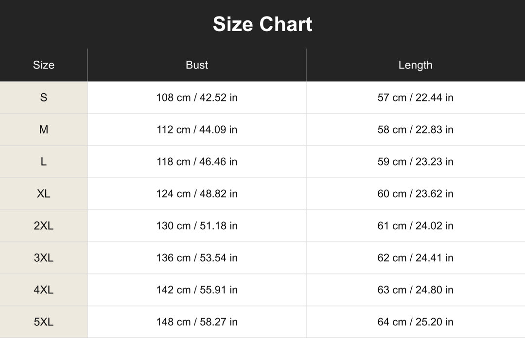 atto260801 size chart in centimeters and inches