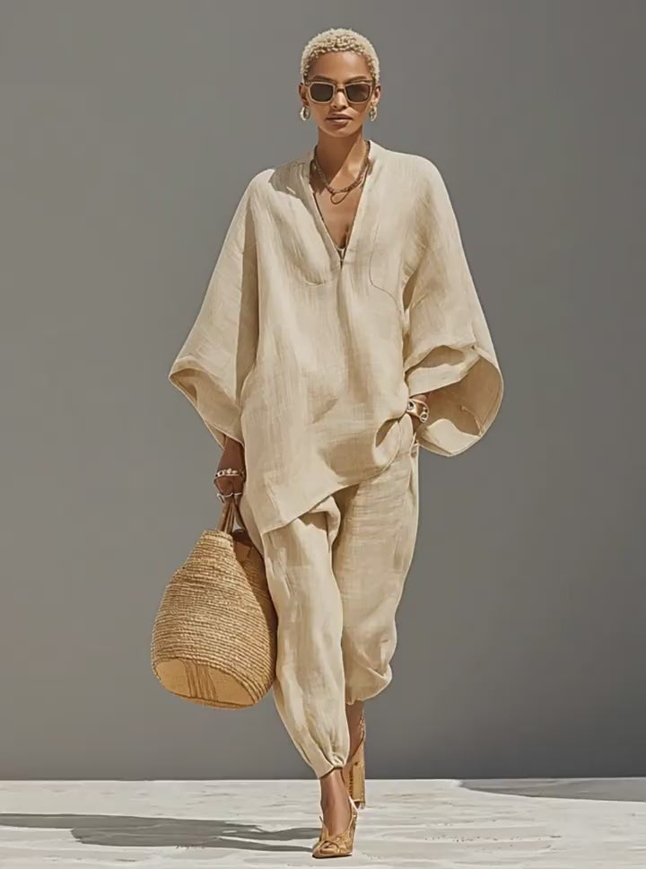Vyla™ V-Neck Tunic Relaxed Fit Coastal Brunch Outfit