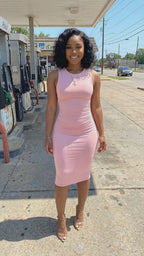 Vyla™ Sleeveless Bodycon Midi Dress Casual Summer Solid Color