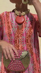 Vyla™ Boho V-Neck Printed Midi Dress