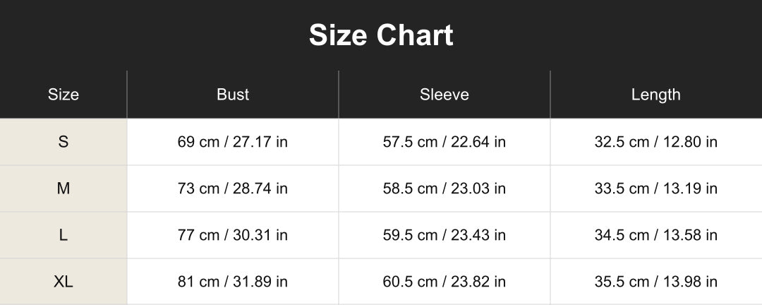 Aloveta™ Ballet Ruffled Shaping Sports Top size chart in cm and inches