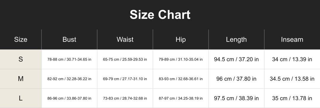 Aloveta cuac260702 size chart in cm and inches