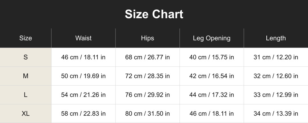 Aloveta cuac260706 size chart in cm and inches