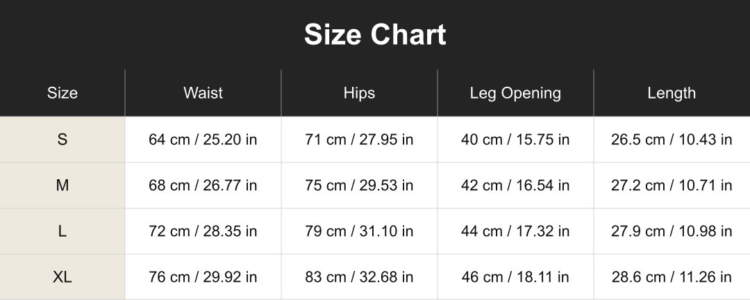 Aloveta cuac260708 size chart in cm and inches