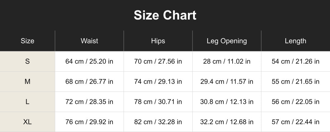 Aloveta cuac260710 size chart in cm and inches