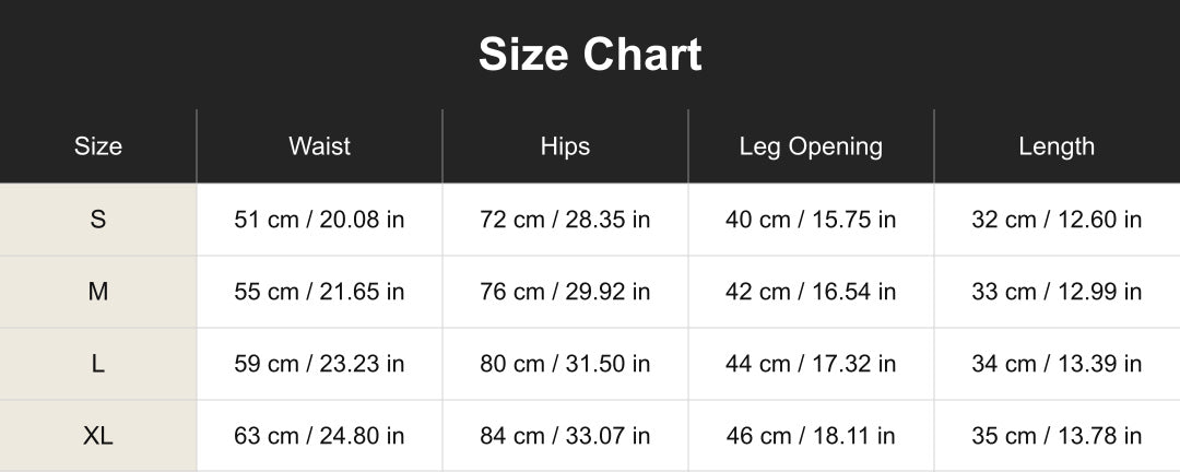 Aloveta cuac260712 size chart in cm and inches