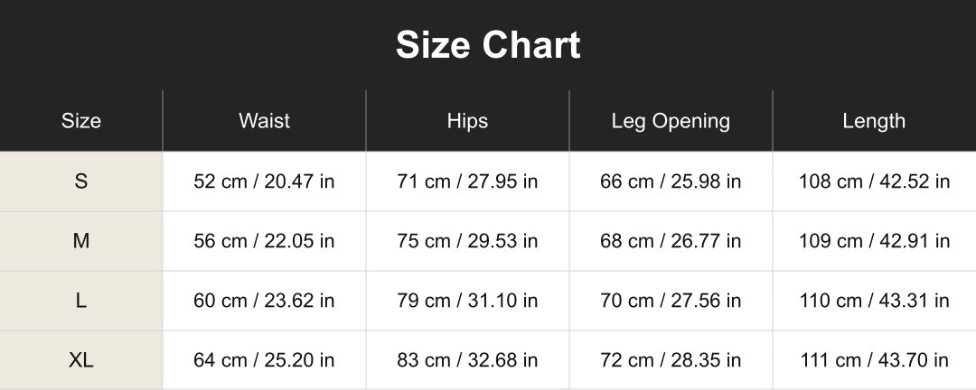 Aloveta cuac260713 size chart in cm and inches