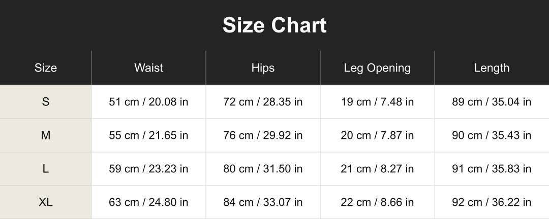 Aloveta cuac260714 size chart in cm and inches
