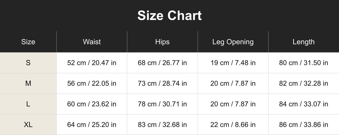 Aloveta cuac260715 size chart in cm and inches
