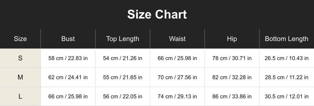 Aloveta cuac260716 size chart in cm and inches