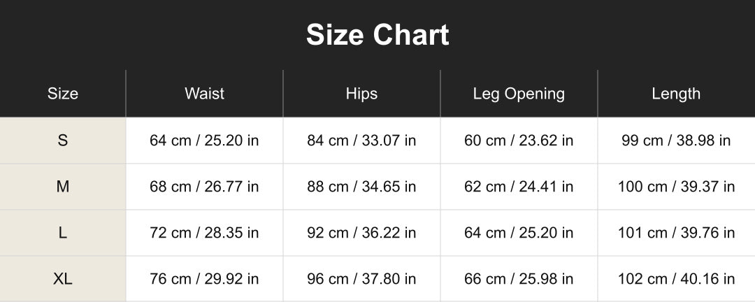 Aloveta cuac260723 size chart in cm and inches