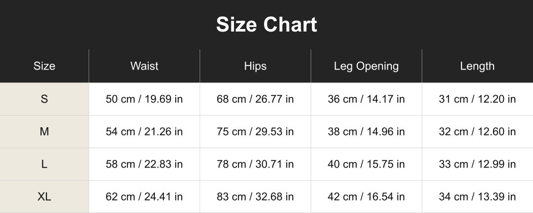 Aloveta cuac260726 size chart in cm and inches