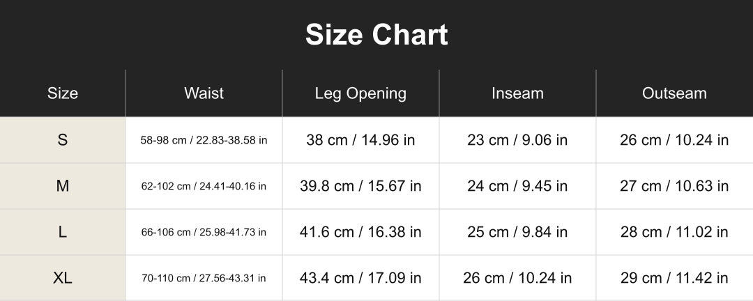 Size chart for cuac260728
