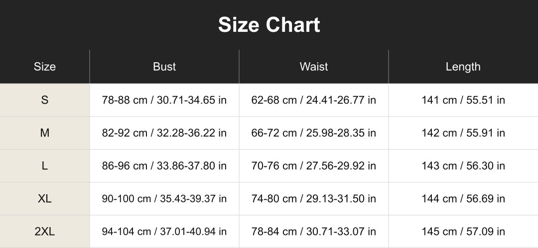 cuct260108 size chart in centimeters and inches