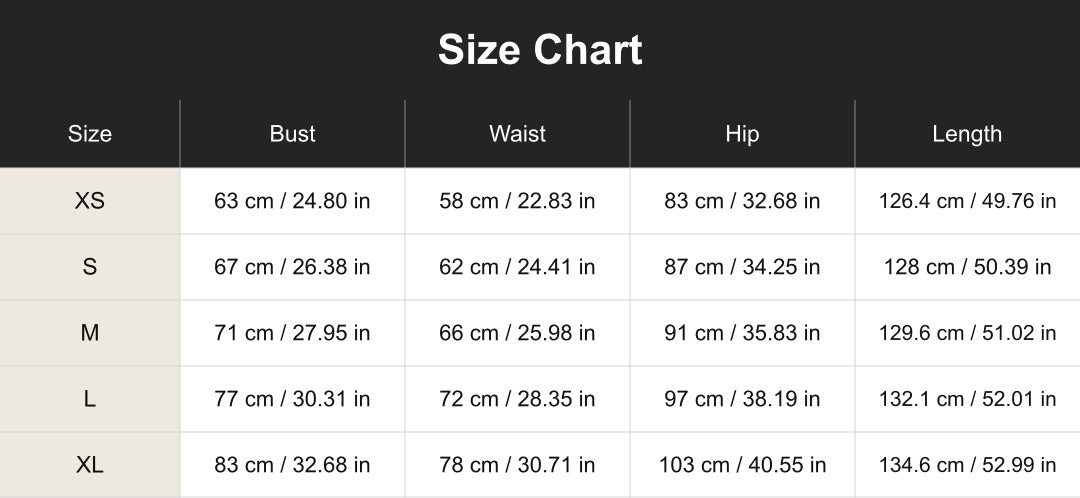 cuct260112 size chart in centimeters and inches