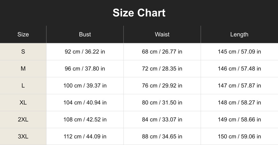 cuct260118 size chart in centimeters and inches