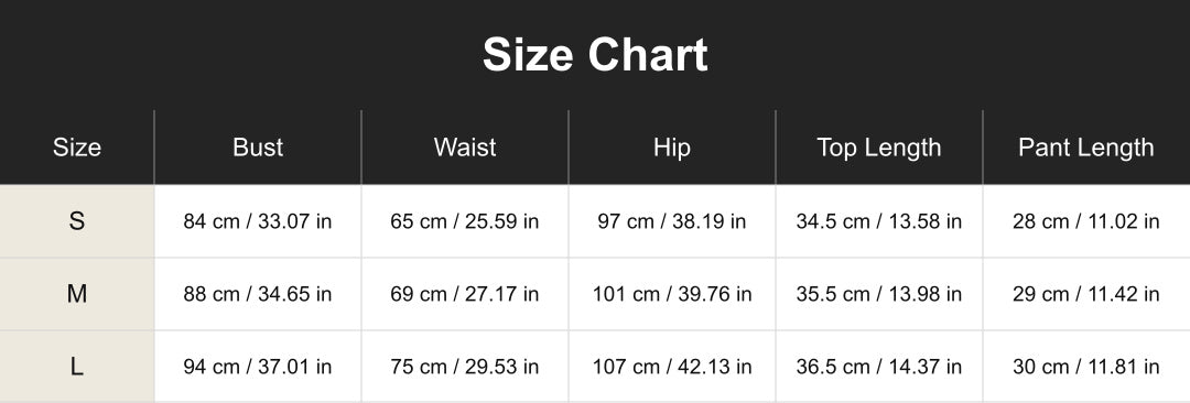 cuct260418 size chart in centimeters and inches