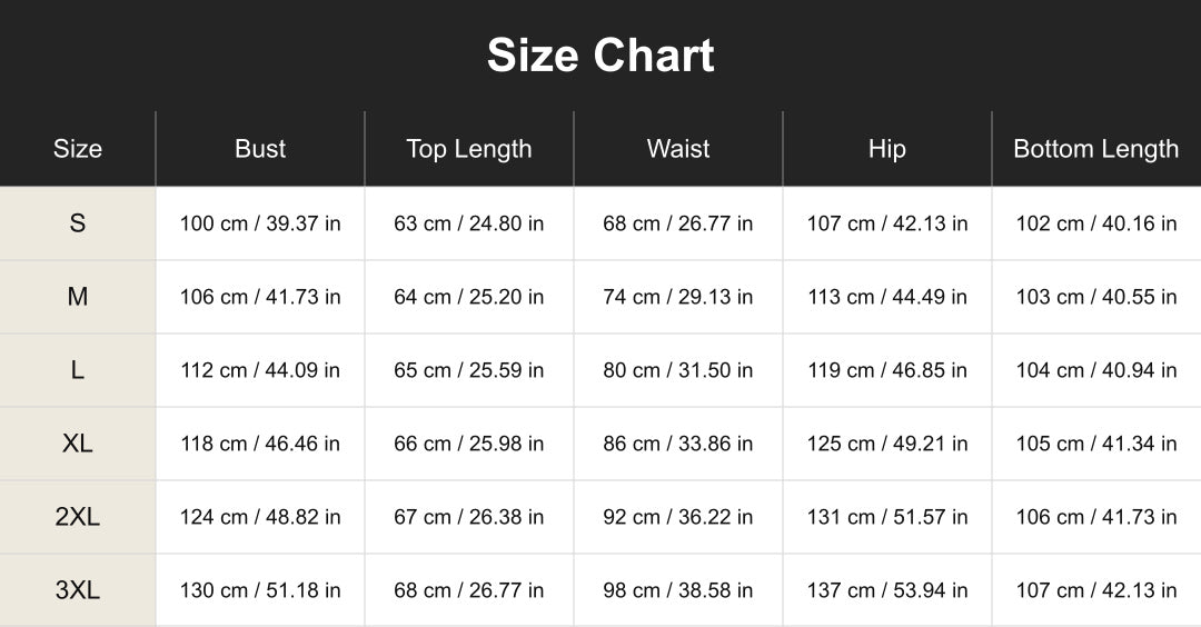 Aloveta cuct260466 size chart
