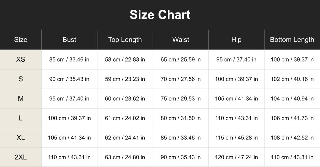 Aloveta cuct260471 size chart