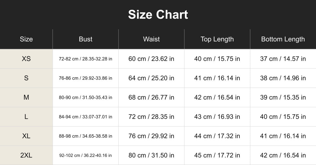Aloveta cuct260496 size chart