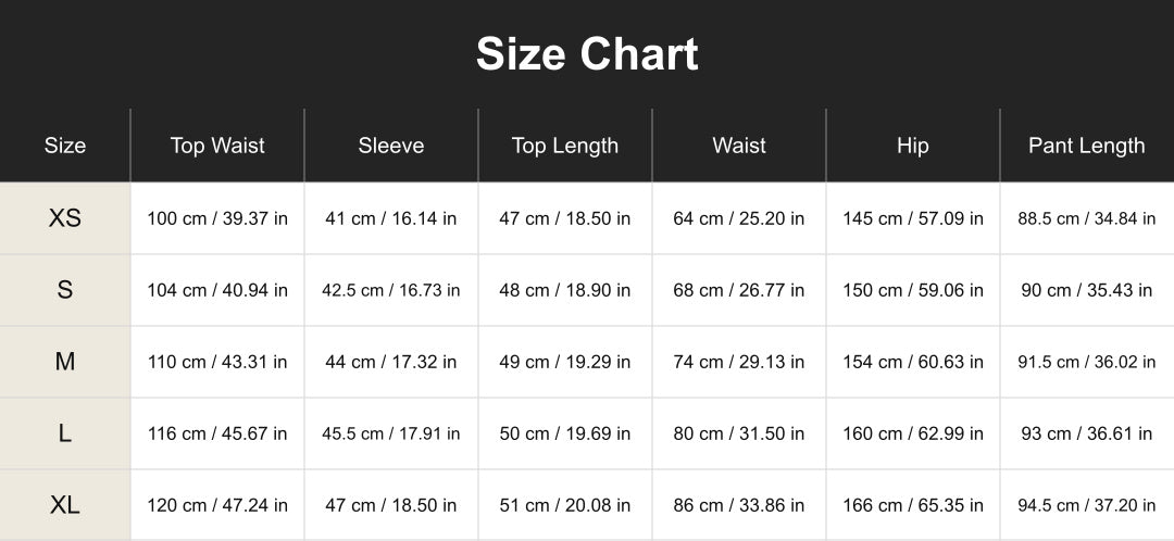 Aloveta cuct260501 size chart