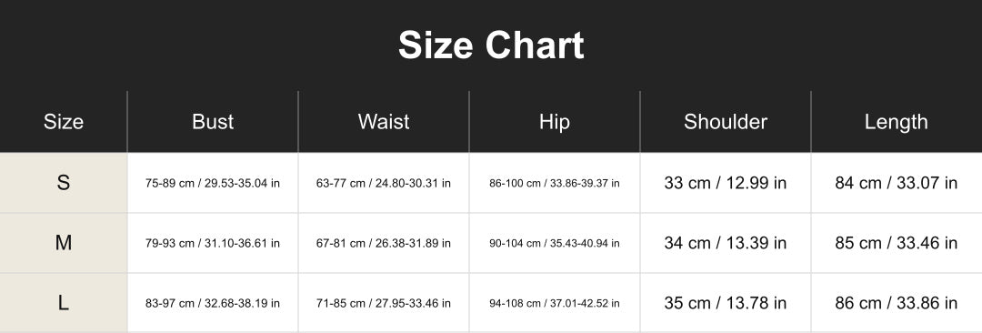cuct260515 size chart in centimeters and inches