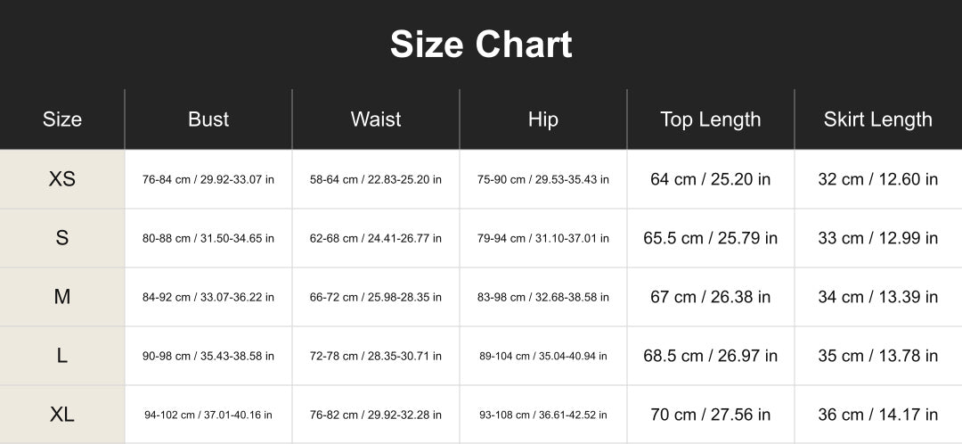 Aloveta cuct260520 size chart