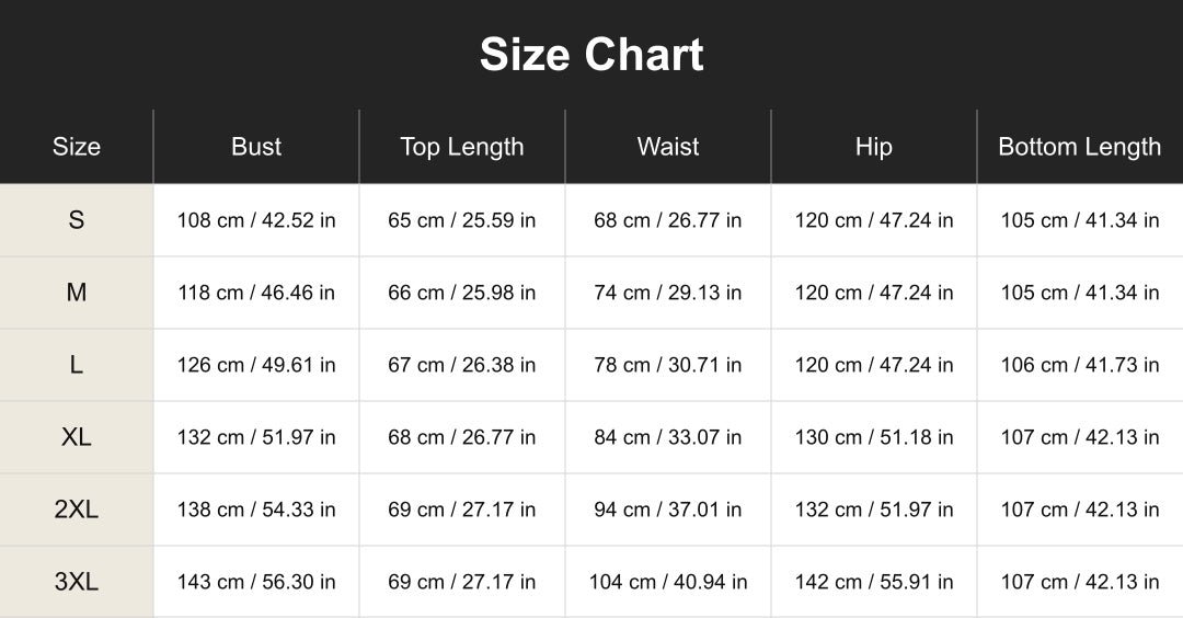 Aloveta cuct260521 size chart